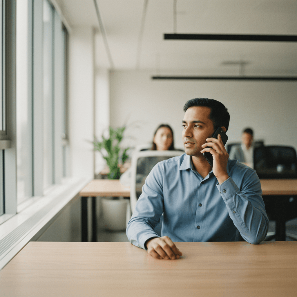 A sales team at work in a bright open-plan office